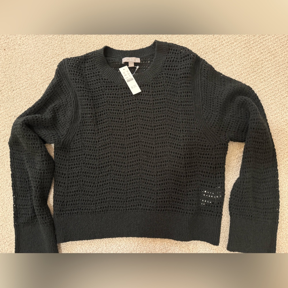 NWT J.crew Black Crochet Sweater